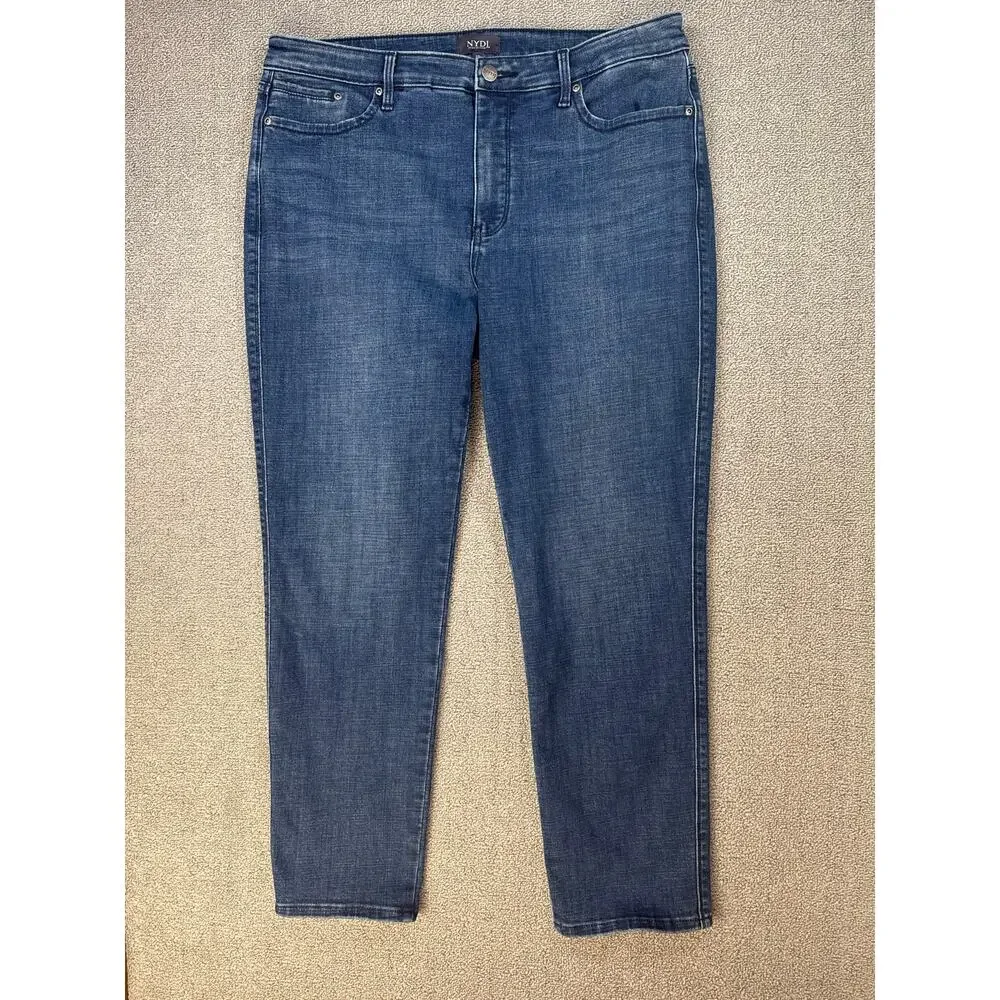 NYDJ Jeans Stella Tapered Ankle Lift‎ & Tuck Technology Medium Wash Size 12
